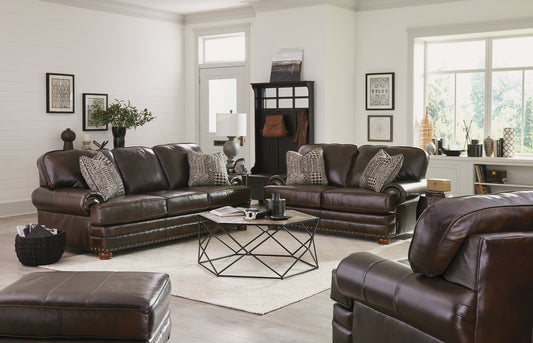 Roberto Italian Leather Match Sofa, Loveseat, Chair & Ottoman