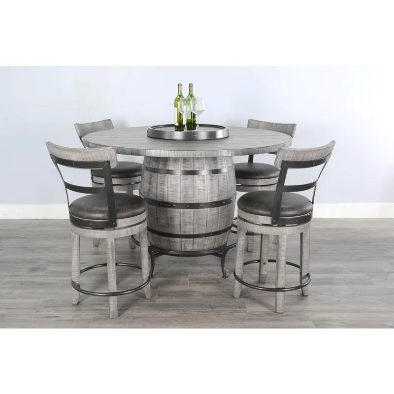 Alpine Round Pub Table w/ Wine Barrel Base