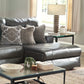 Como 3 Piece Leather Reclining Sectional (STEEL)