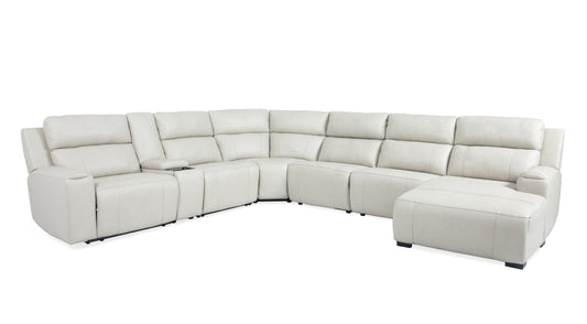 7PC LEATHER DOUBLE POWER RECLINING SECTIONAL
