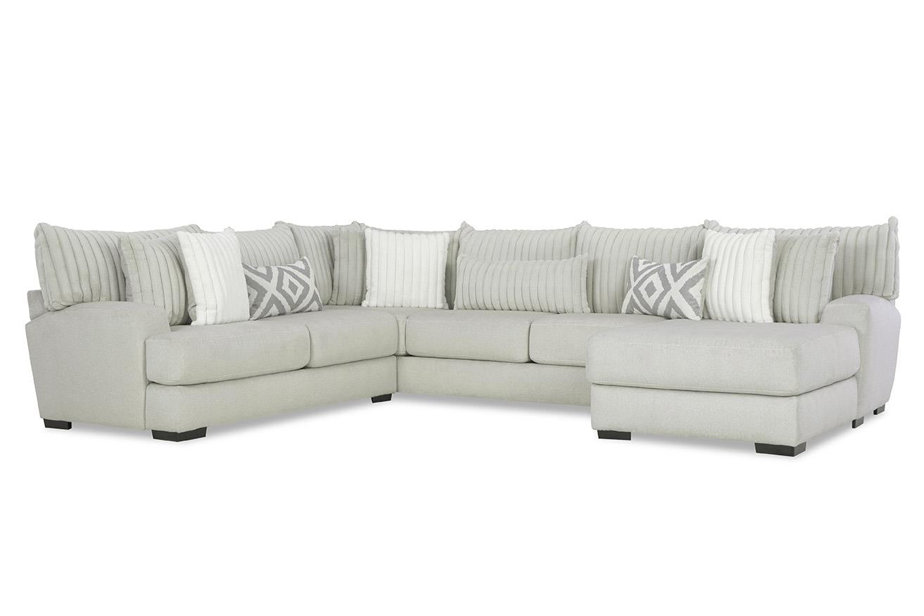 Tweed Silver 3 PC Stationary Sectional