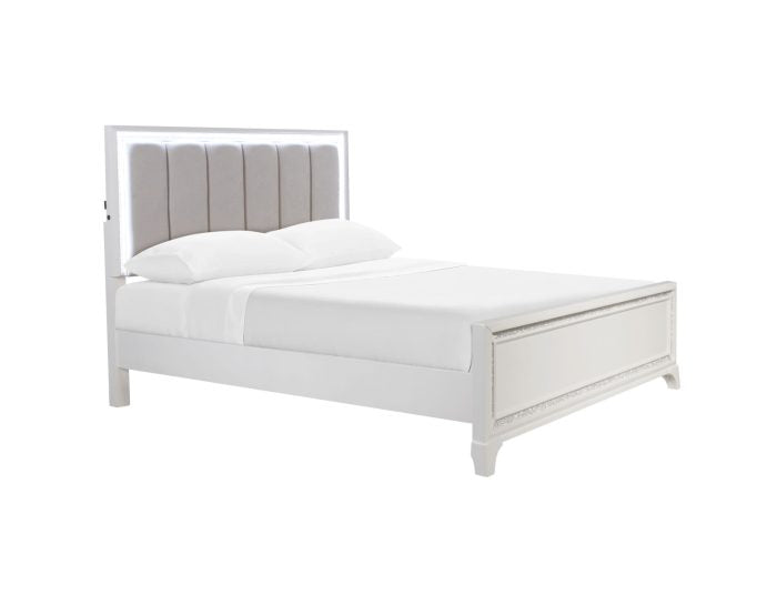 Cassie Illuminating Glam Queen Bed-King Bed-Chest-Nightstand-Dresser-Mirror