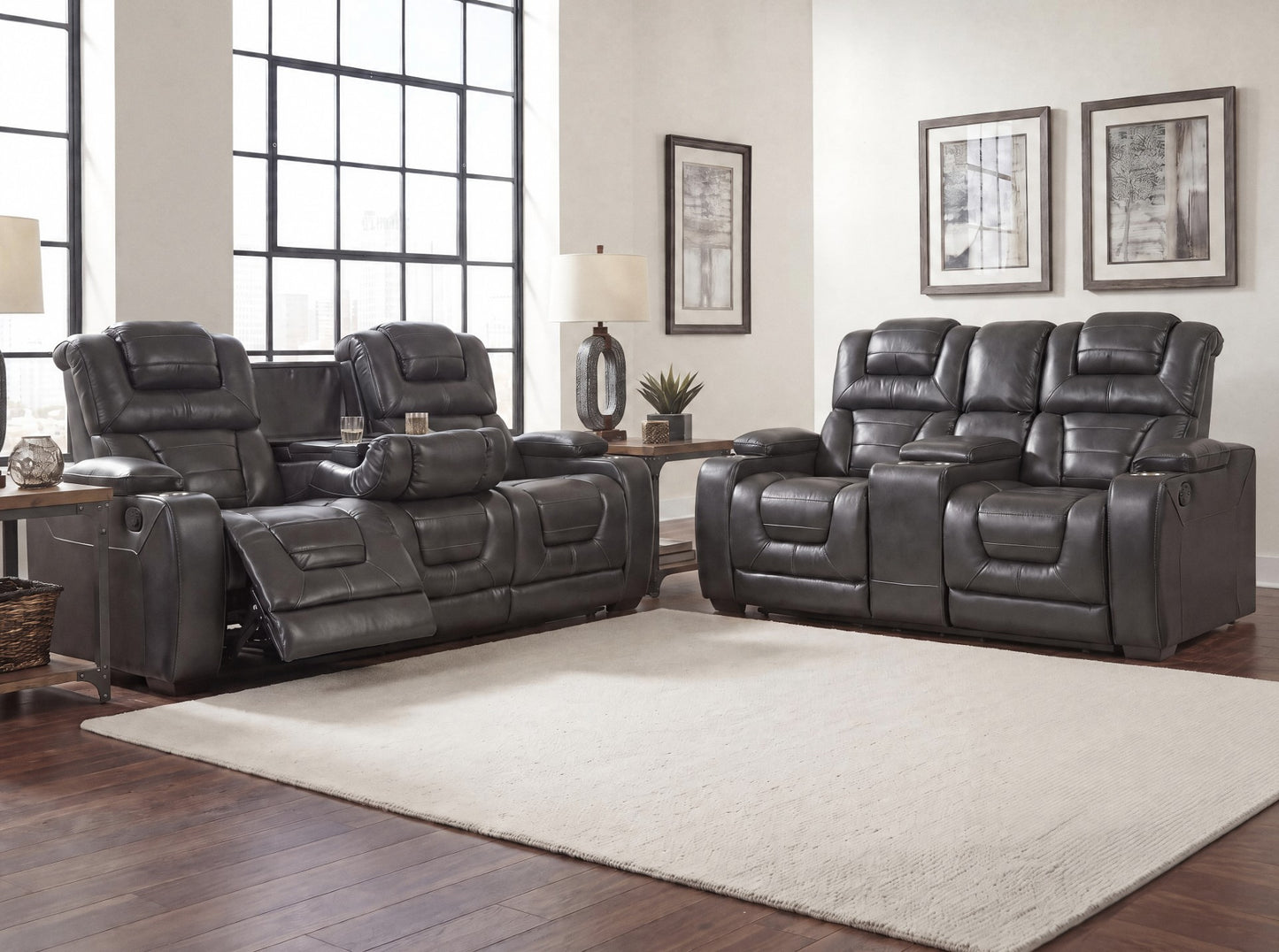 Manhattan Dual Power Reclining Sofa & Loveseat