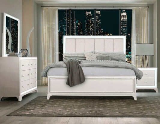 Cassie Illuminating Glam Queen Bed-King Bed-Chest-Nightstand-Dresser-Mirror
