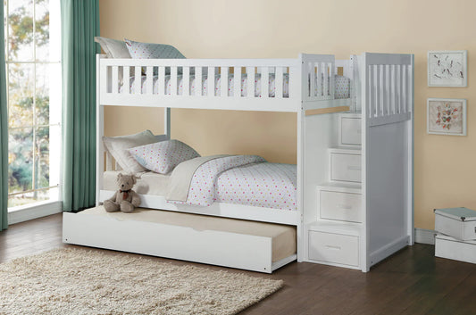 Galen Twin over Twin Bunk Bed with Storage Staircase