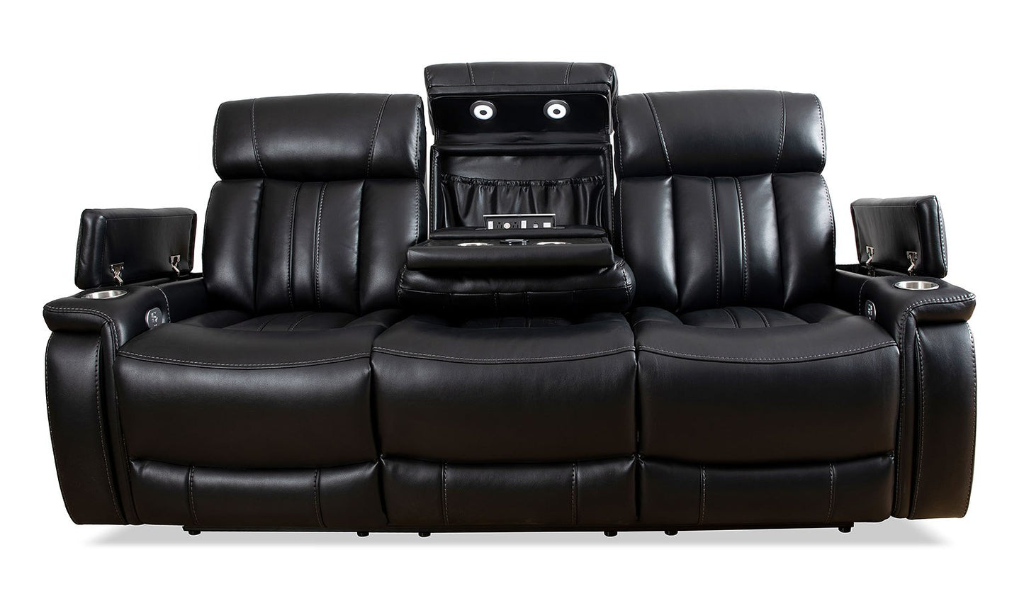 ROYCE BLACK POWER DROP DOWN CONSOLE SOFA & LOVESEAT