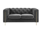 Charlene Gray Velvet Button Tufted Rolled Arm Chesterfield Sofa