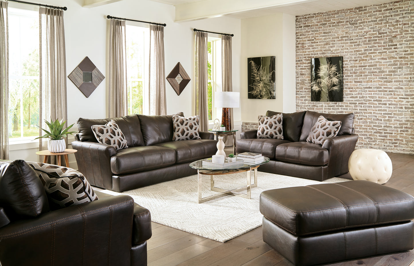 Patro Sofa, Loveseat, Chair & Ottoman Available in Chocolate & Putty