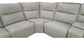 Dual Power Reclining Cream Leather Sectional