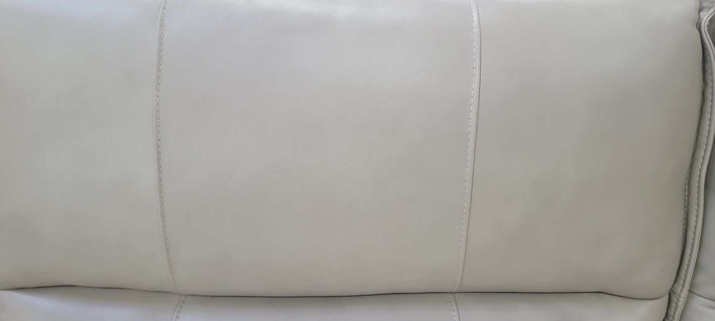 Dual Power Reclining Cream Leather Sectional