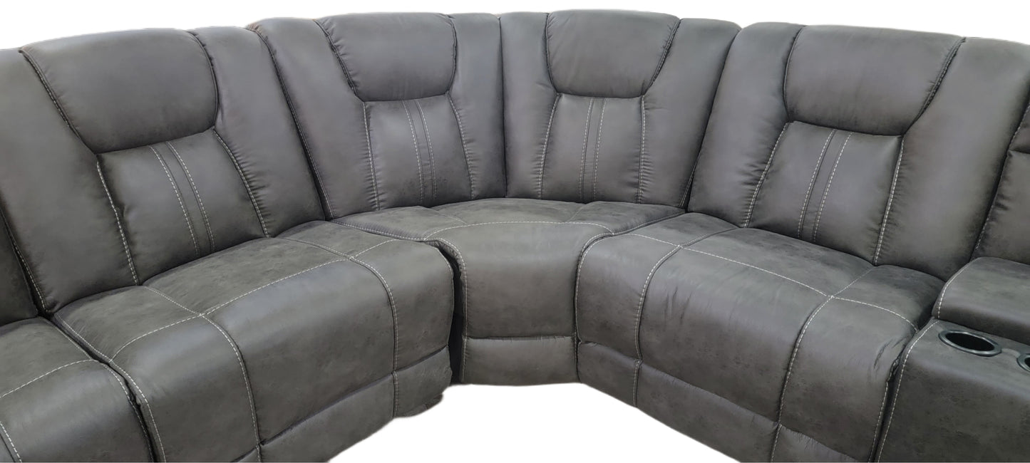 Dual Power Charcoal Sectional
