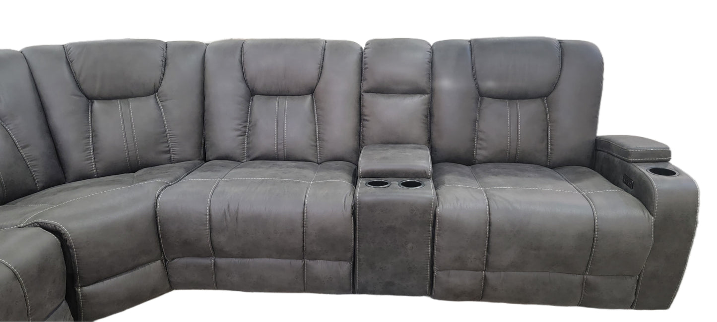 Dual Power Charcoal Sectional