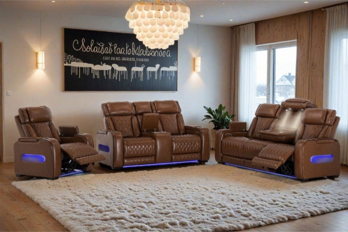 Saddle Reclining Sofa-Loveseat-Recliner