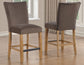 Artemis 5-Piece 54″ Square White Marble Counter Table, Sand Finish w/ Brown Velvet Counter Chairs