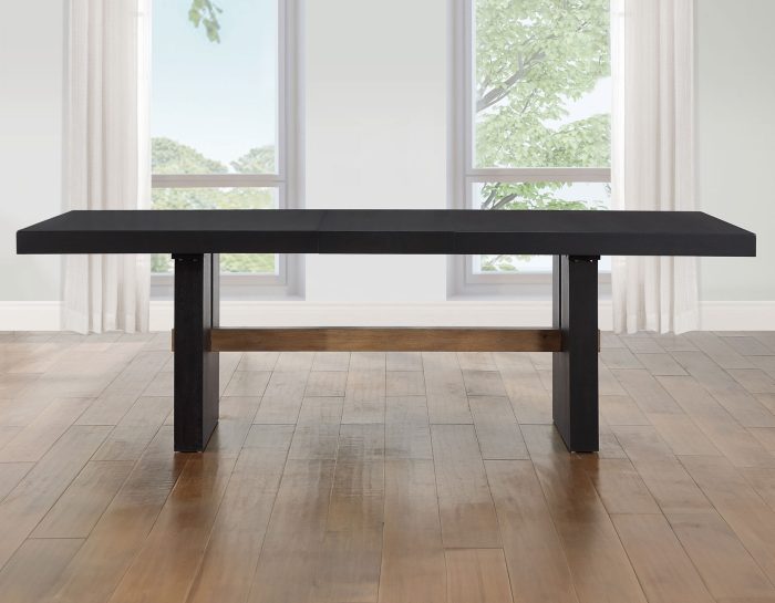 Aubrey Black 78-96″ Dining Table & Chairs (78-96" Table Top w/18-inch Leaf)