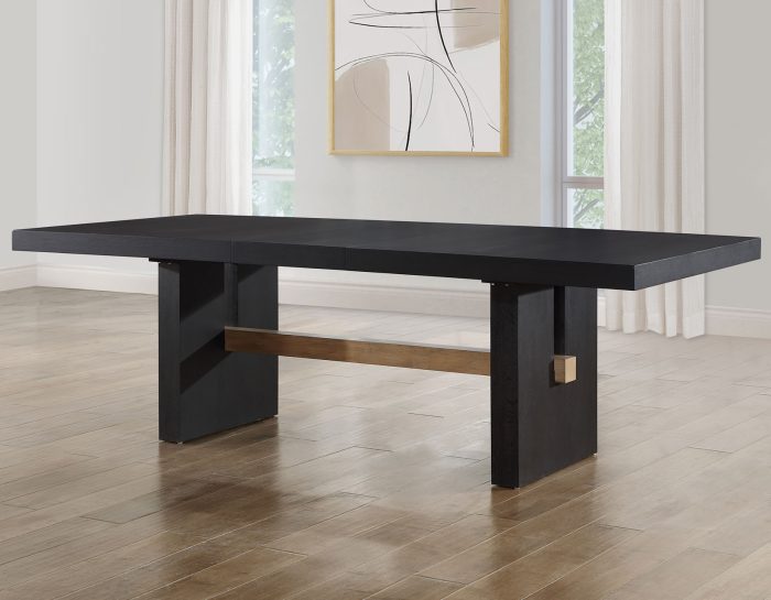 Aubrey Black 78-96″ Dining Table & Chairs (78-96" Table Top w/18-inch Leaf)