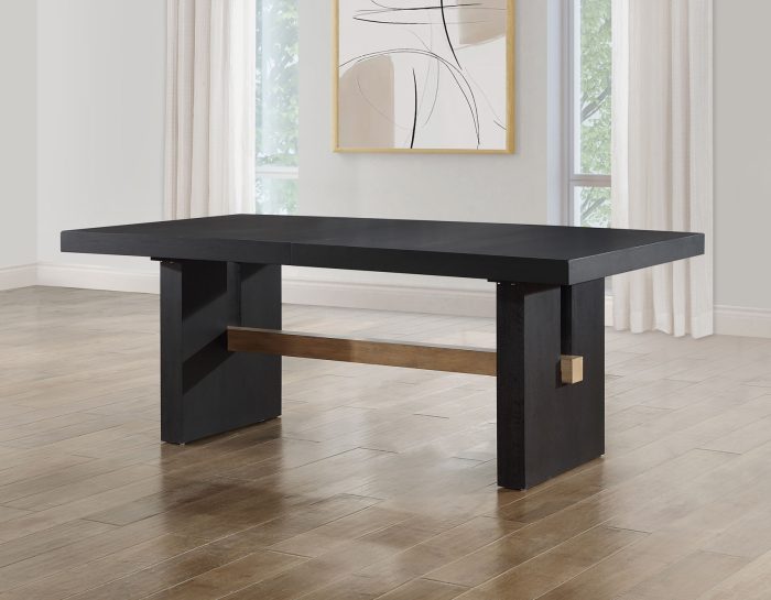 Aubrey Black 78-96″ Dining Table & Chairs (78-96" Table Top w/18-inch Leaf)