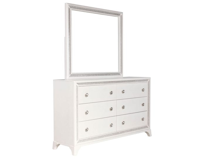 Cassie Illuminating Glam Queen Bed-King Bed-Chest-Nightstand-Dresser-Mirror