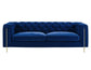 Charlene Blue Velvet Button Tufted Rolled Arm Chesterfield Sofa & Loveseat