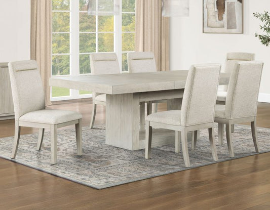 Garland Dining Set, Distressed Greige Finish ( 70 - 88-inch Table Top w/18-inch Leaf)