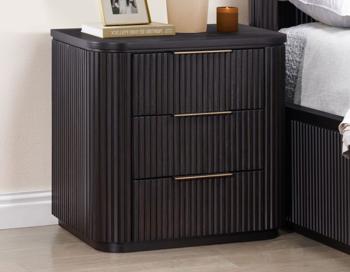 Henry Reeded Queen Bed-King Bed-Chest-Nightstand-Dresser-Mirror Espresso Finish