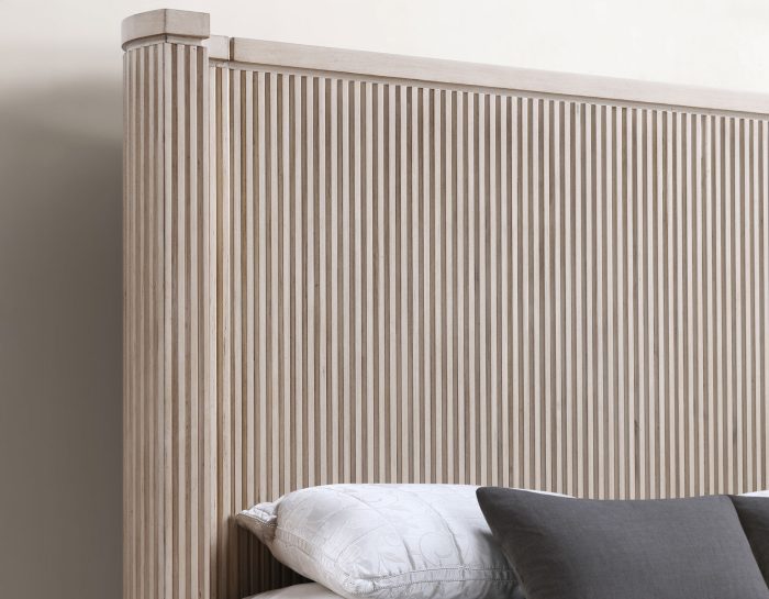 Henry Reeded Queen-King Bed-Chest-Nightstand-Dresser-Mirror Tan Finish