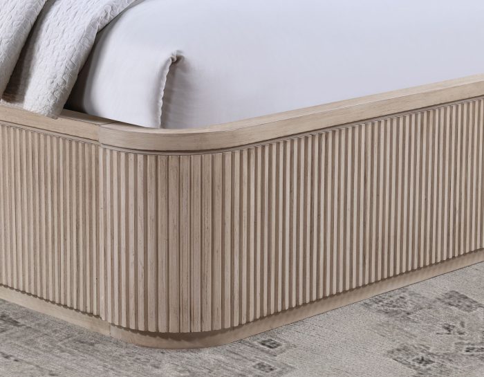 Henry Reeded Queen-King Bed-Chest-Nightstand-Dresser-Mirror Tan Finish