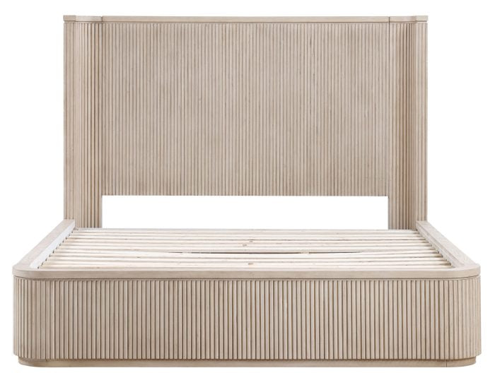 Henry Reeded Queen-King Bed-Chest-Nightstand-Dresser-Mirror Tan Finish