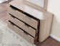 Henry Reeded Queen-King Bed-Chest-Nightstand-Dresser-Mirror Tan Finish