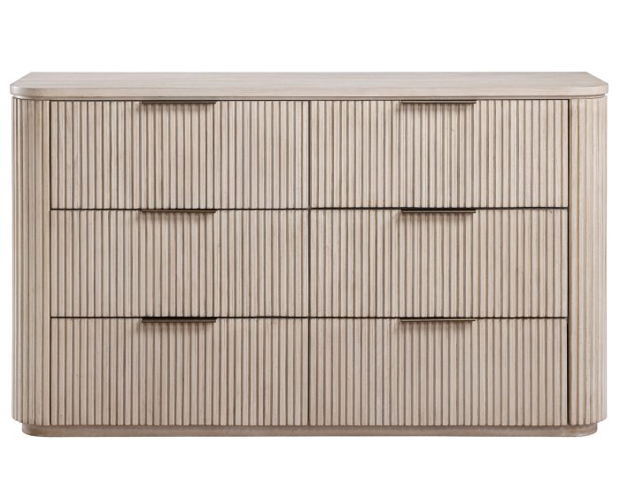 Henry Reeded Queen-King Bed-Chest-Nightstand-Dresser-Mirror Tan Finish