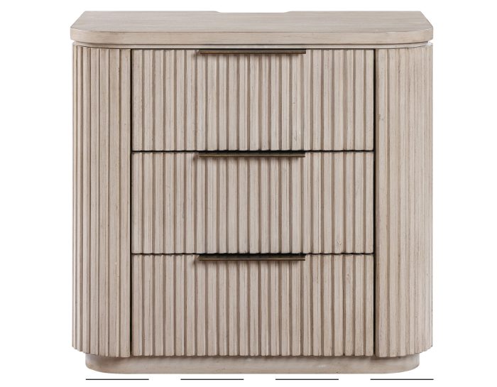 Henry Reeded Queen-King Bed-Chest-Nightstand-Dresser-Mirror Tan Finish
