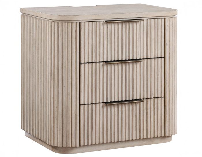 Henry Reeded Queen-King Bed-Chest-Nightstand-Dresser-Mirror Tan Finish