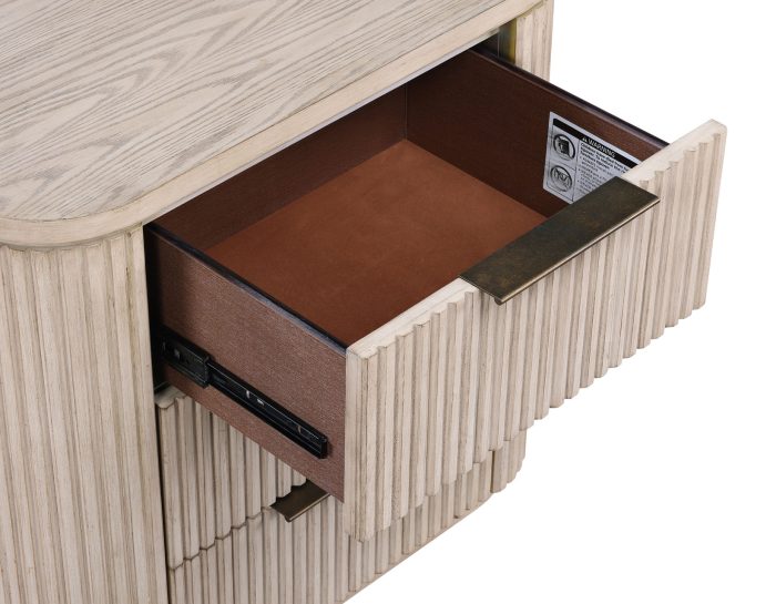 Henry Reeded Queen-King Bed-Chest-Nightstand-Dresser-Mirror Tan Finish