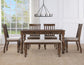 Joanna 6-Piece Dining Set, Brown (59.5" 4-Drawer Dining Table)