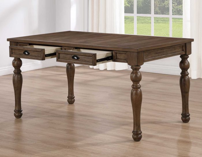 Joanna 6-Piece Dining Set, Brown (59.5" 4-Drawer Dining Table)