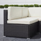 Venice 6-piece Classic Outdoor Wicker Sectional Sofa in Black with Seat and Back Cushion