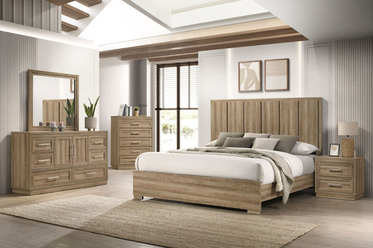 0332 Bedroom Bed-Chest-Nightstand-Dresser-Mirror