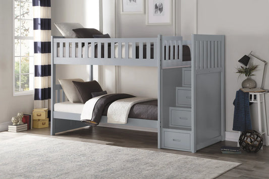 Orion Gray Twin over Twin or Full over Full Bunk Bed with Optional Storage