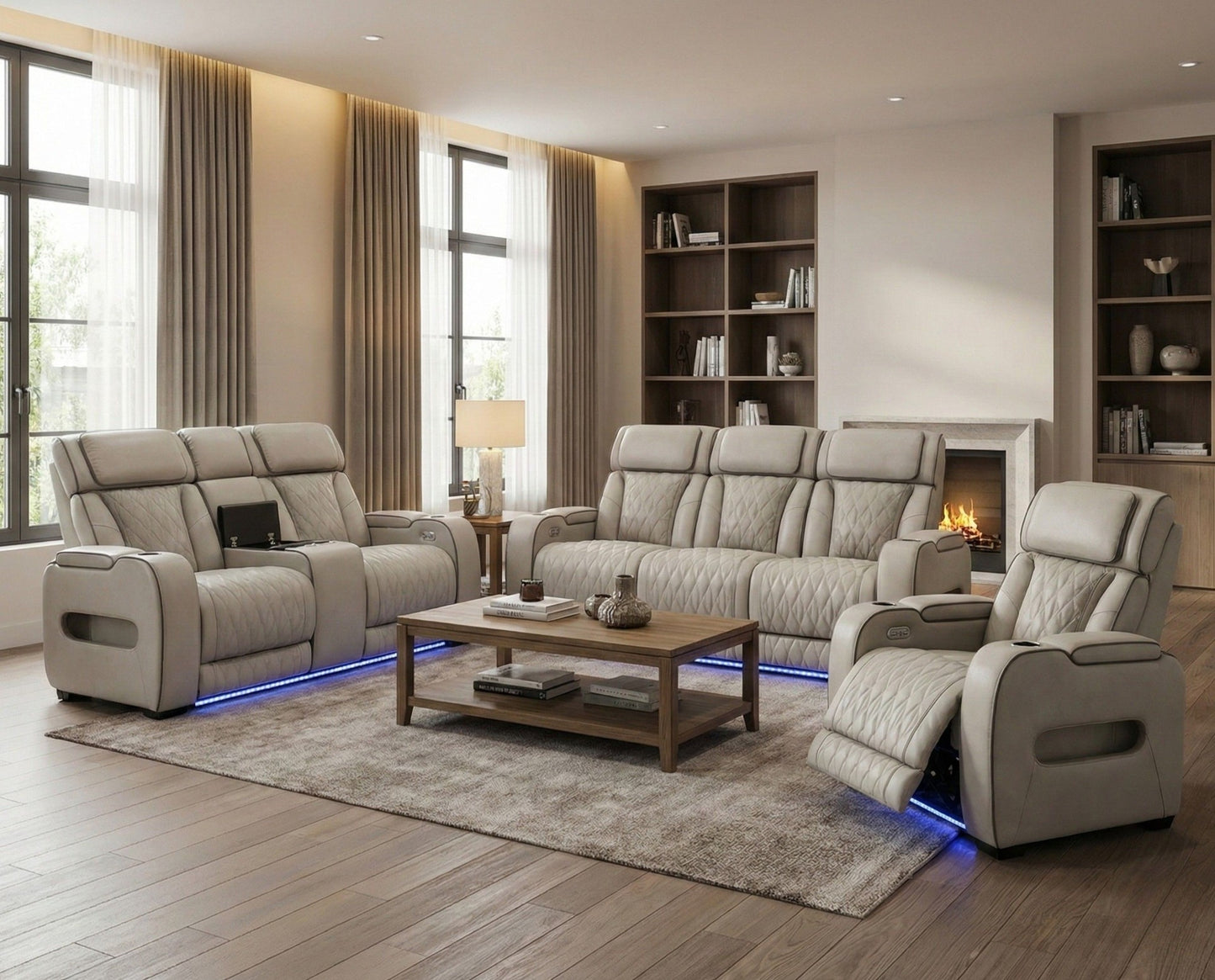 Bone Reclining Sofa-Loveseat-Recliner