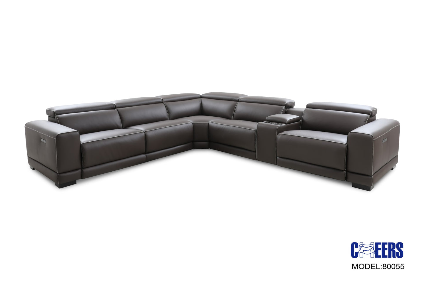 Cheers Dual Power Top Grain Leather Sectional