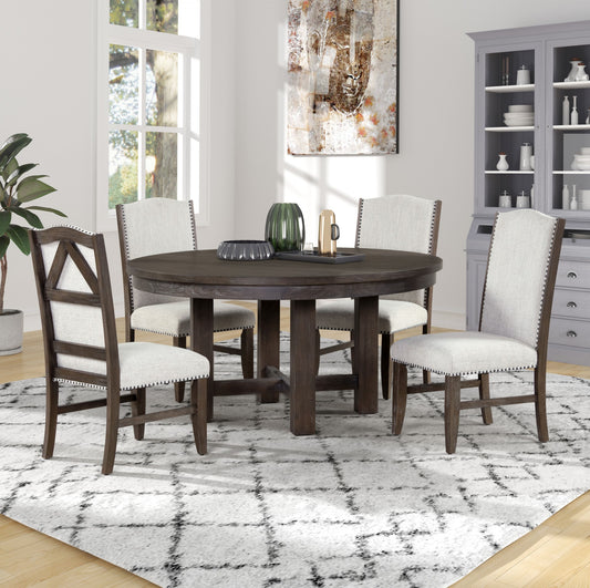 Round Dining Table & Upholstered Chairs