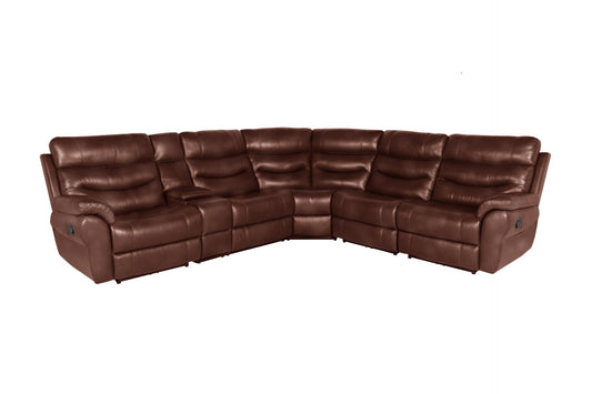 Cocoa 3-piece Leather Reclining Sectional with Console