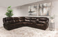 Dual Power Reclining  Brown Sectional with Charger