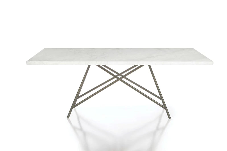 Coral Marble Rectangular Dining Table & Dining Chairs
