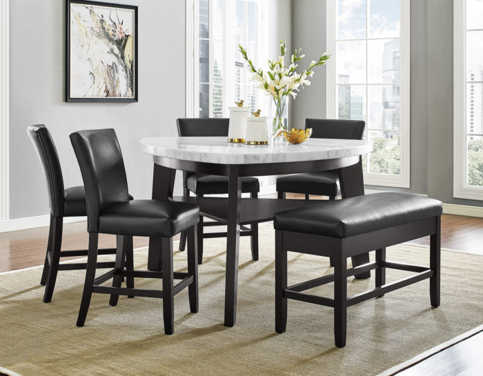 Carrara 6-Piece Marble Counter Dining Set