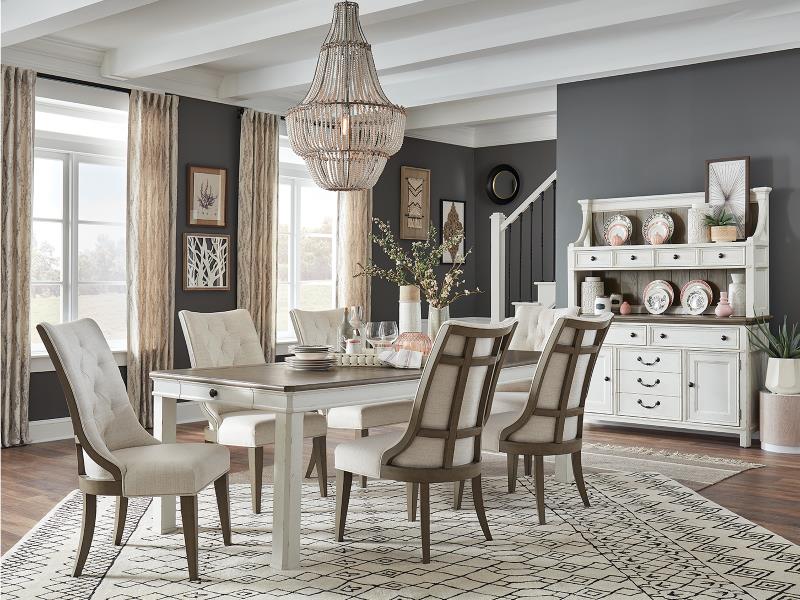 Bellevue Manor Dining Table & Upholstered Chairs