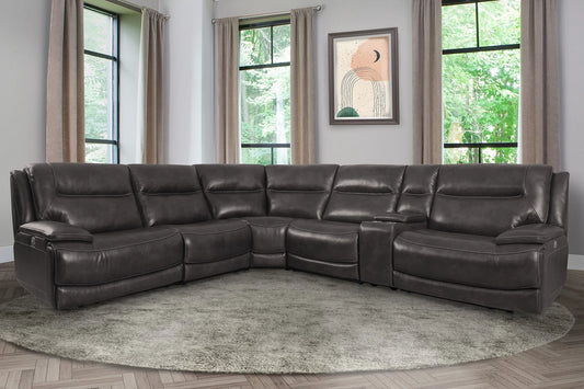 Napoli Leather 6pc Power Reclining Sectional