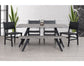 Rustic Dining Table, Bench in Acacia Wood with Metal Legs & Leather Chairs