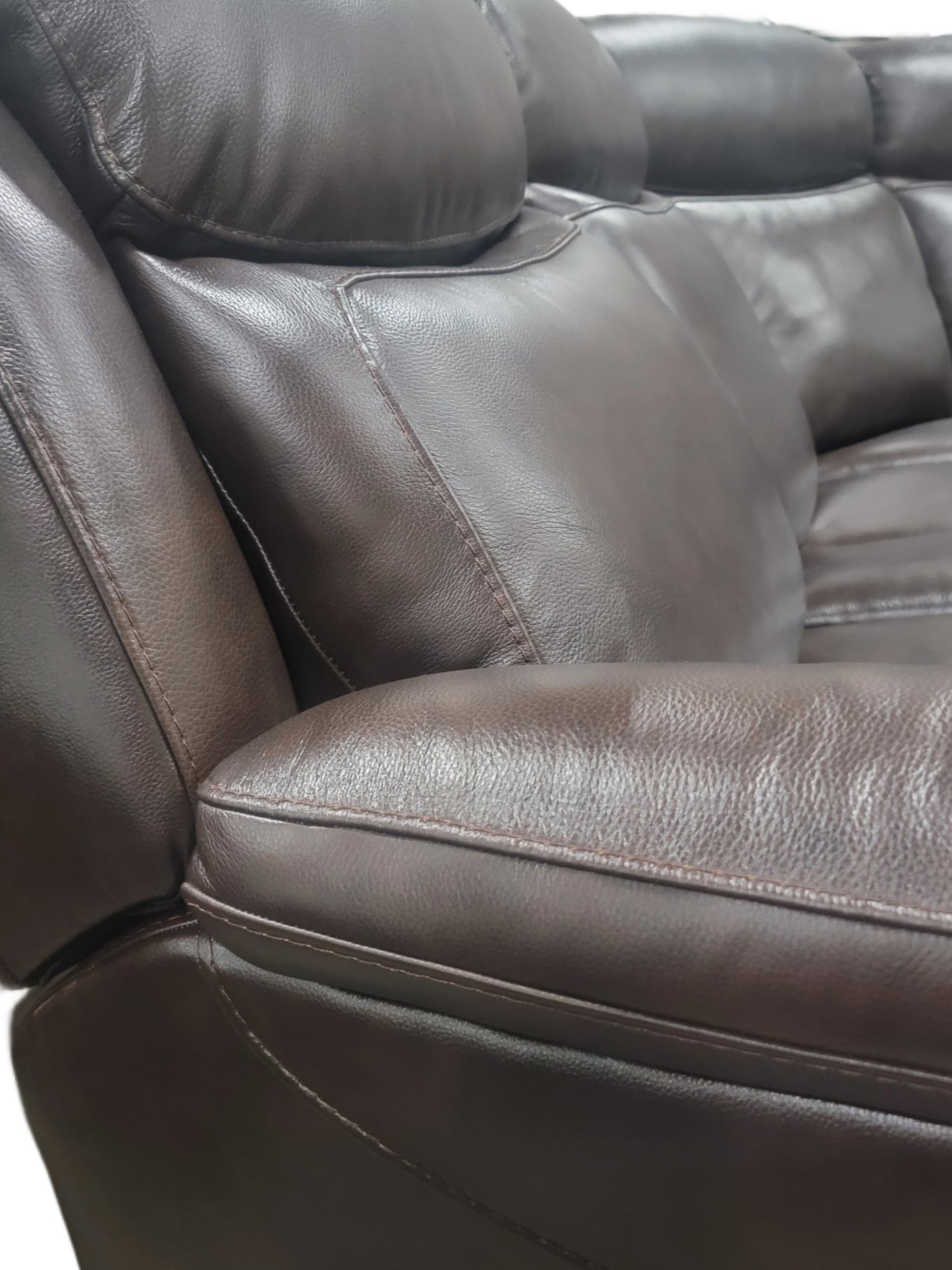 Top Grain Leather Dual Power Sectional