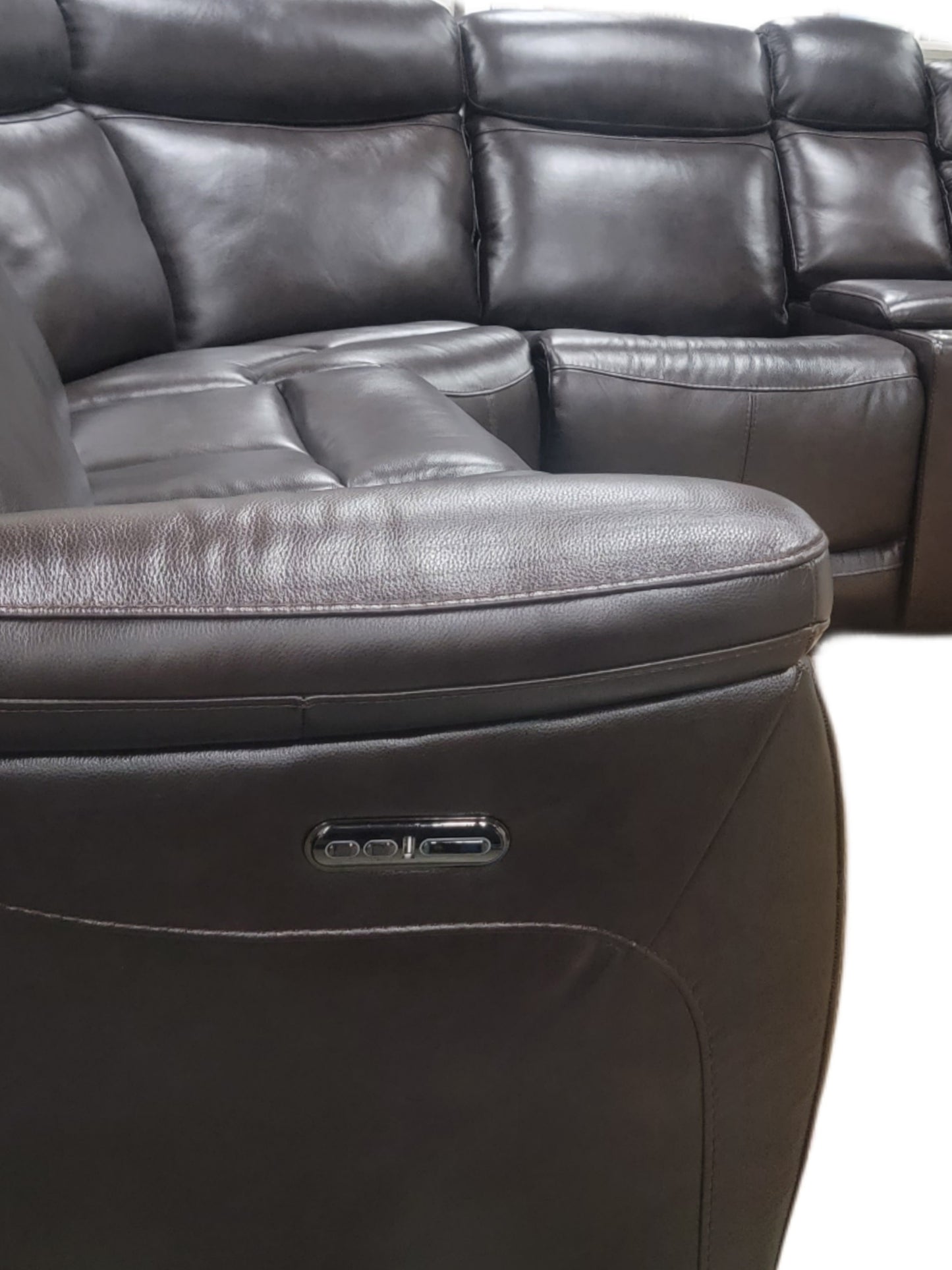 Top Grain Leather Dual Power Sectional